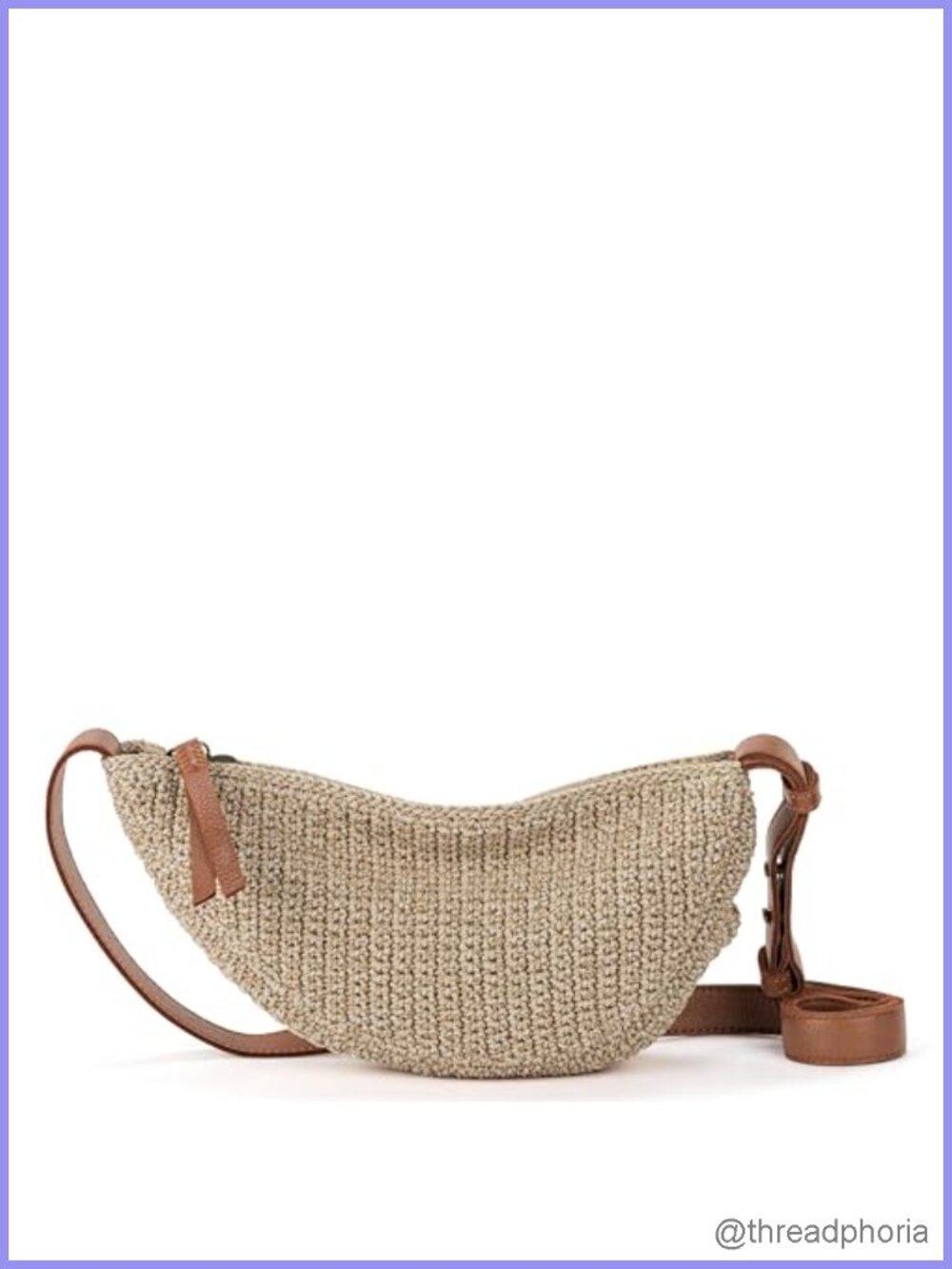 Hand-Crocheted Recycled Sling Crossbody Bag with Zipper Closure